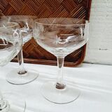 Set of 6 chiselled star glass cups