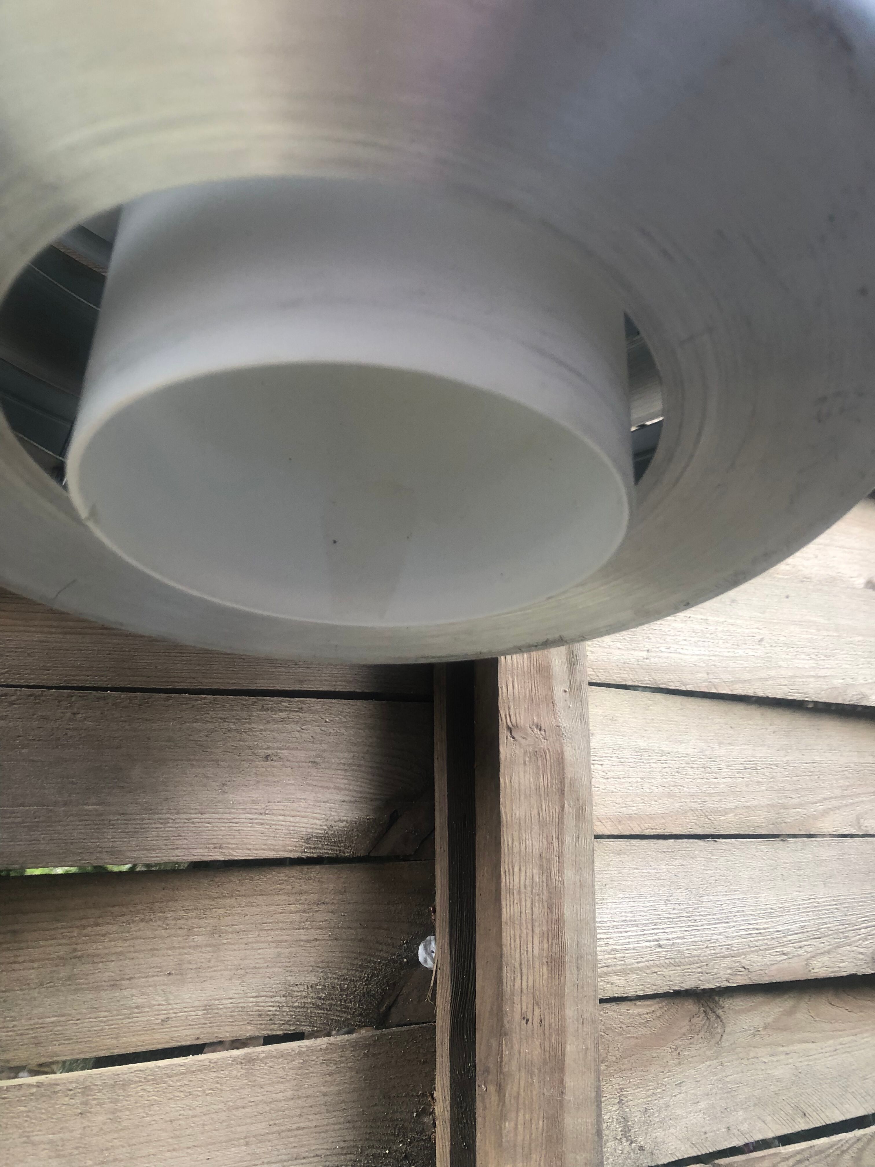 Polished steel pendant lamp with opaline cone 70s