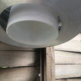 Polished steel pendant lamp with opaline cone 70s