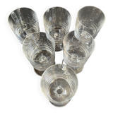 6 Large twisted plain crystal glasses – Typical of the 1960s-1970's