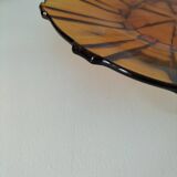 Large amber molded pressed glass dish