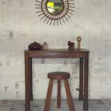 Miroir soleil en rotin vintage