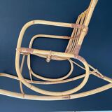 Fauteuil bascule rotin 1960
