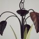 French Vintage 5 Light Brown & Green Tied Boquet Leaf Chandelier