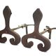 Vintage chenets, pair of brutalist chenets, fireplace accessory.