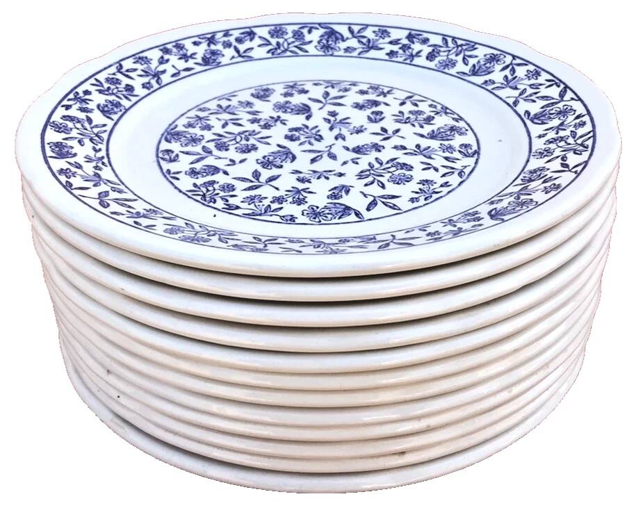 12 ceramic cheese/dessert plates with floral decoration