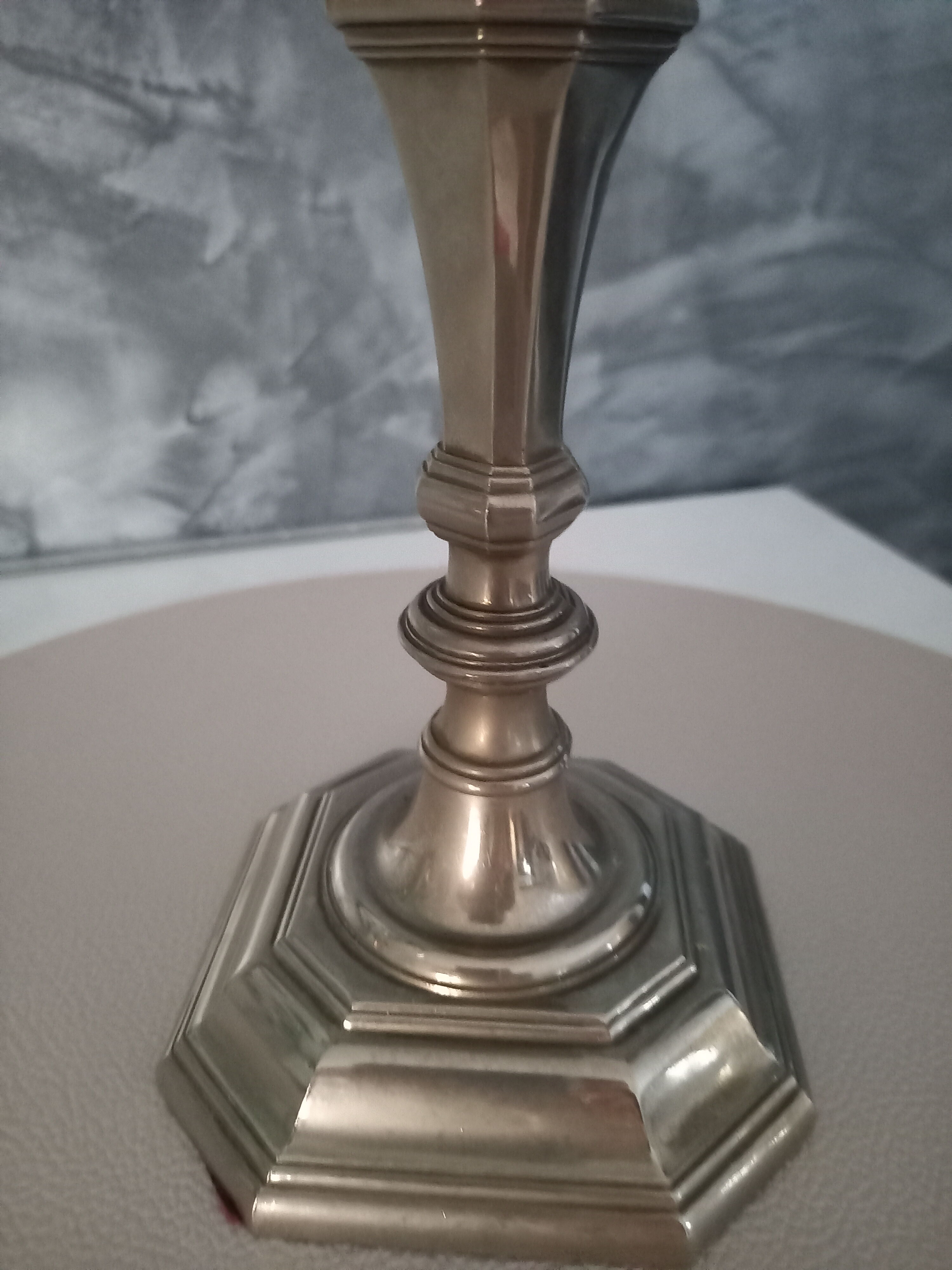Pair of silver metal candlesticks