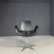 Alipes black swivel salon chair with chrome star base by Giorgetto Giugiaro for Gamma & Bross, Italy, contemporary, 85 × 70 × 60 cm