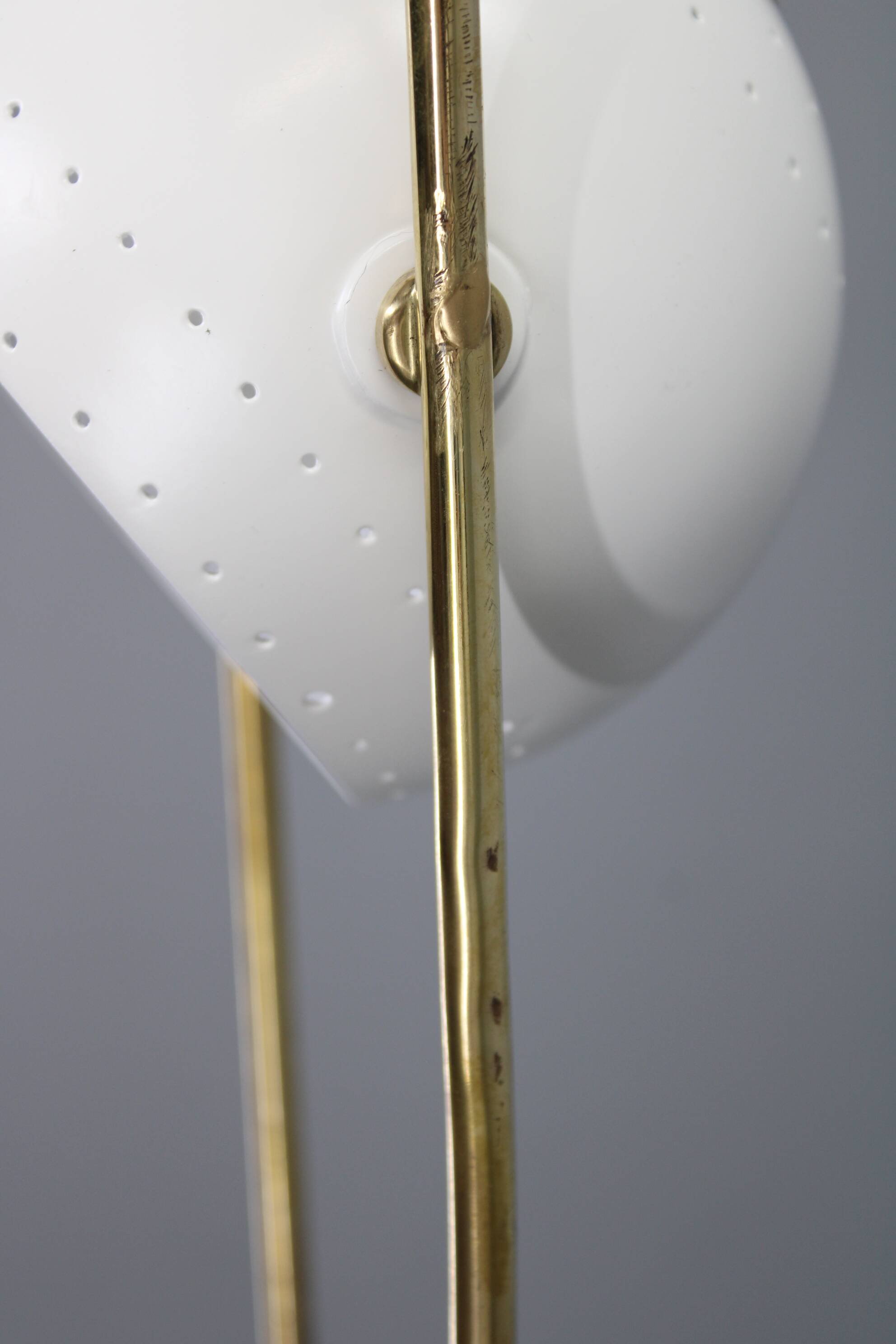 Rare Angelo Lelii adjustable Italian marble and brass floor lamp, 1952