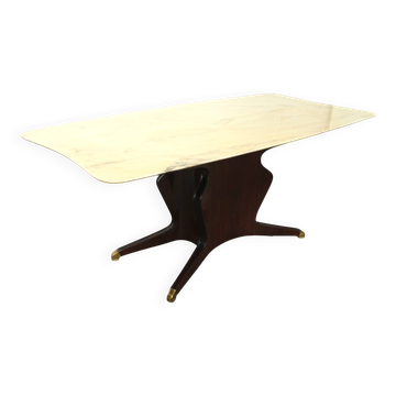 Table à manger par Osvaldo Borsani en acajou et plateau en onyx