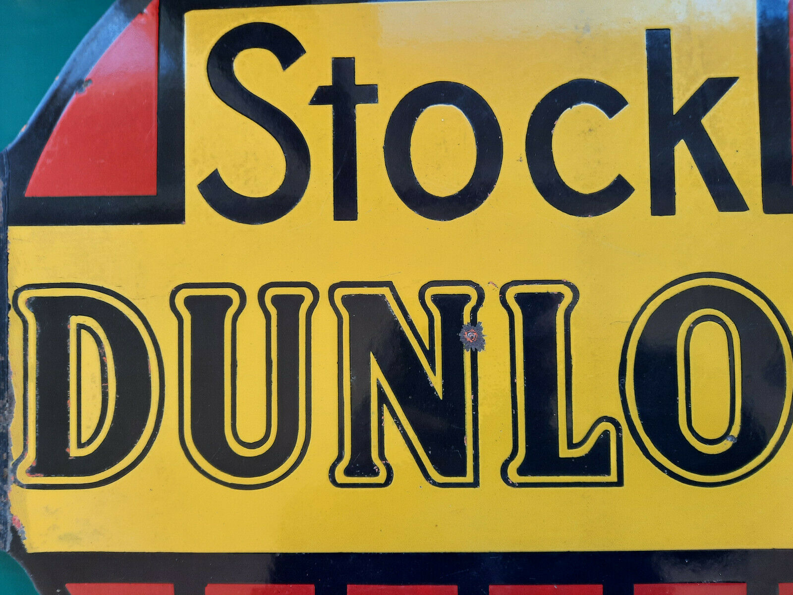 Old enamelled plate "Stock Dunlop" 50cm 1950