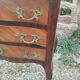 Antique marquetry commode with marble top in Louis XVI style.