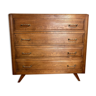 Commode vintage  chêne moyen  -4 tiroirs -  pieds compas -epoque 1940/1950- très bon état