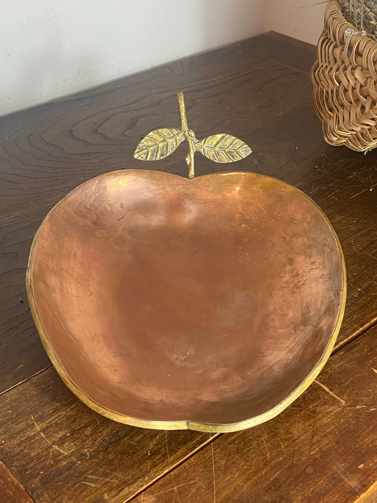 Brass and copper apple catchall