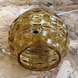 Old suspension ball glass blown orange luminaire 70s vintage