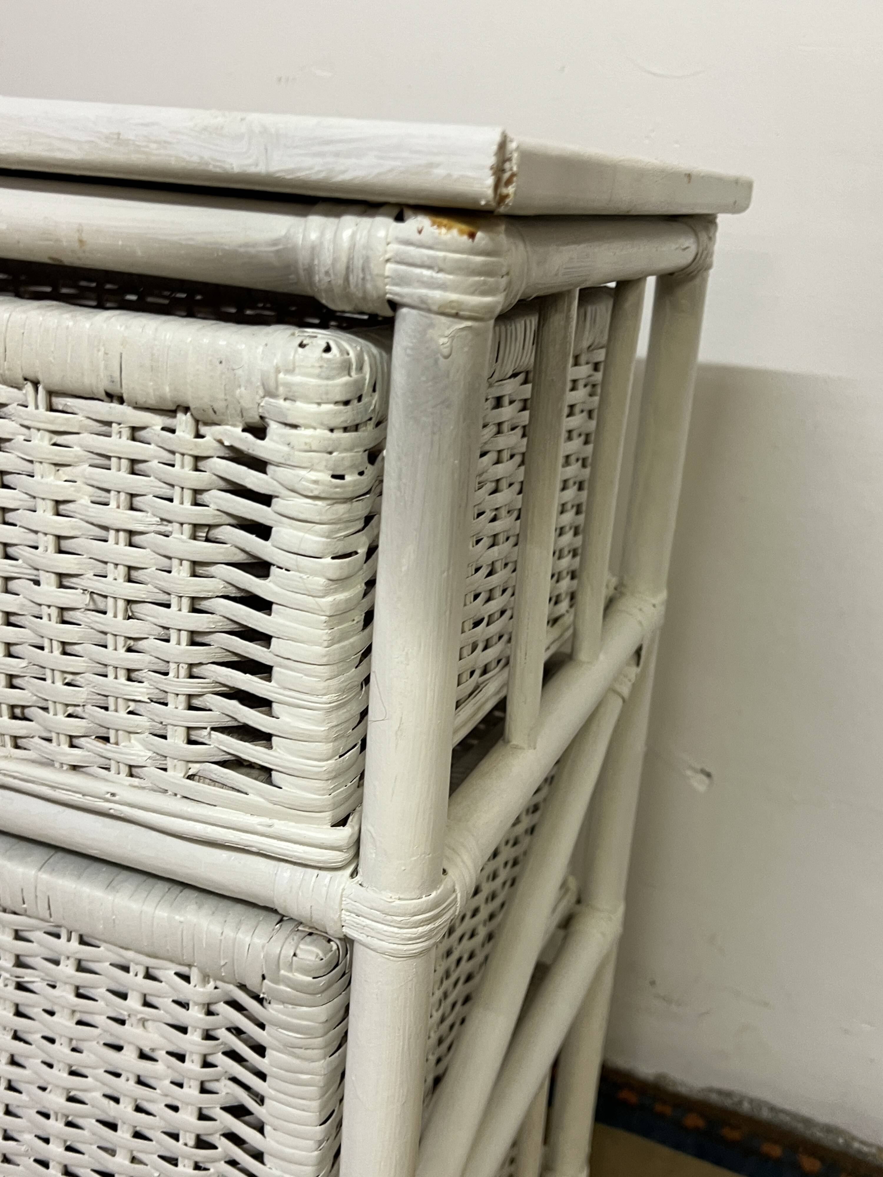 Vintage rattan storage unit, 3 drawers