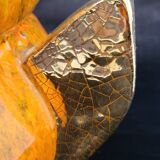 Gérard Crociani soup tureen in orange zoomorphic ceramic French gilded with fine gold Vallauris