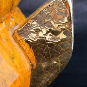 Gérard Crociani soup tureen in orange zoomorphic ceramic French gilded with fine gold Vallauris