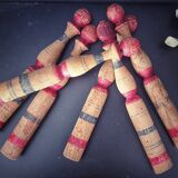 Set of 6 old wooden pins