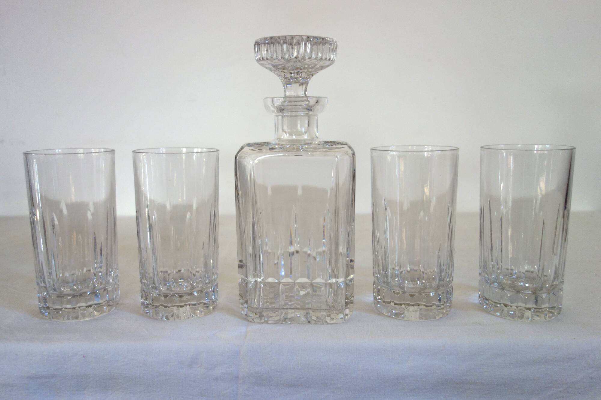 Service à whisky long drink RCR cristal ciselé vintage