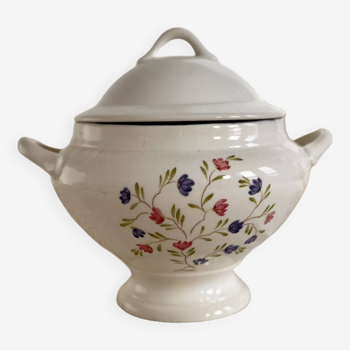 Soupière vintage porcelaine Moulin des Loups Orchies motif fleurs