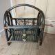 Indonesian style bamboo and rattan magazine rack - 1960s - green stained