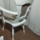 Fauteuil romantique rénové – Chêne massif, blanc satiné & lin naturel