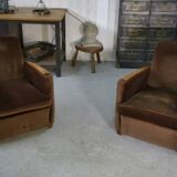 Pair of Art Deco velvet club chairs in the style of Jules Leleu, 1930s