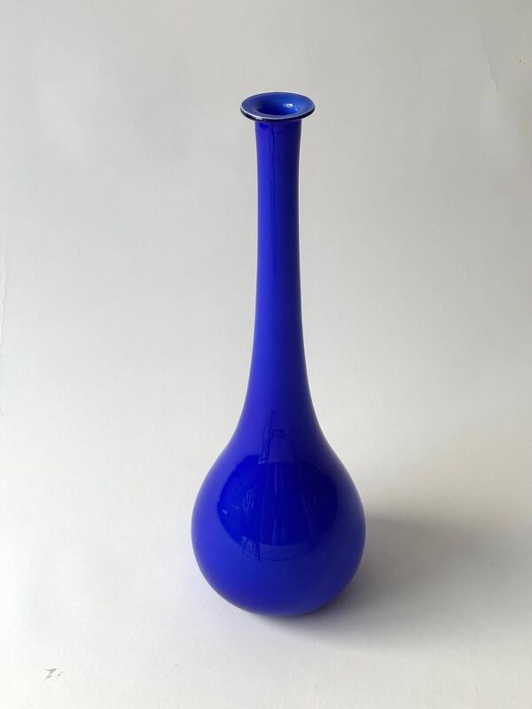 Grand vase soliflore en verre soufflé Murano, bleu cobalt, 50cm