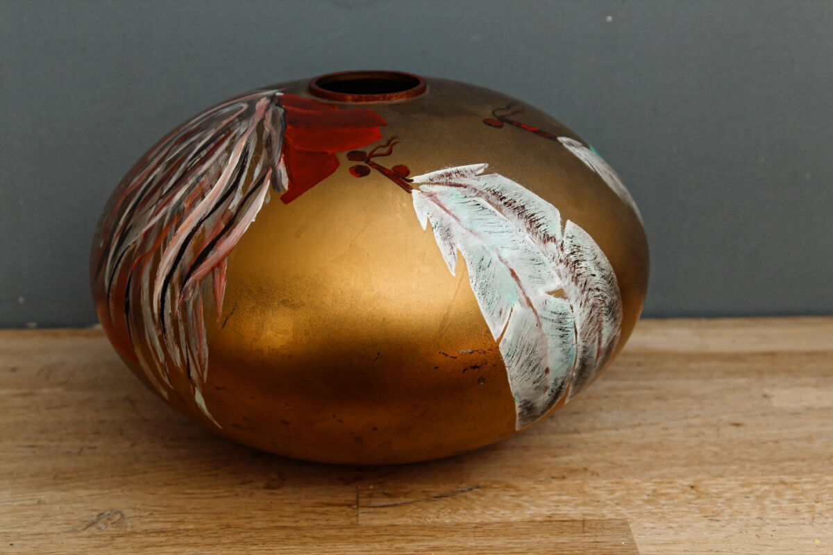 Signed glass ball vase