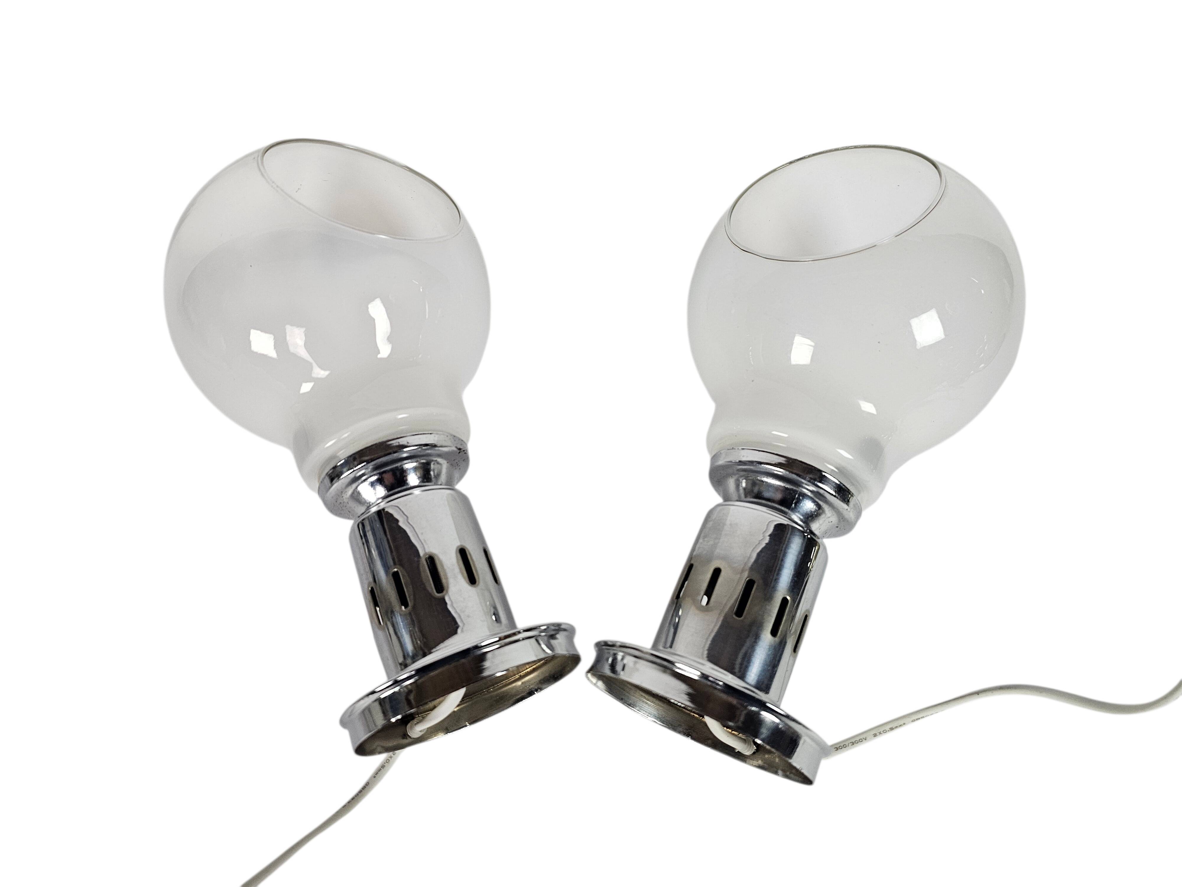 Murano - Mazegga - table lamps (2) set - glass - chrome - 60's