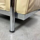 Fauteuils clubs en cuir blanc LC2 par Le Corbusier pour Cassina