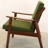 Mid century teak De Ster fauteuil 'Holtet' nieuwe bekleding