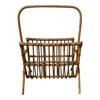 Vintage 60s 70s rattan magazine rack