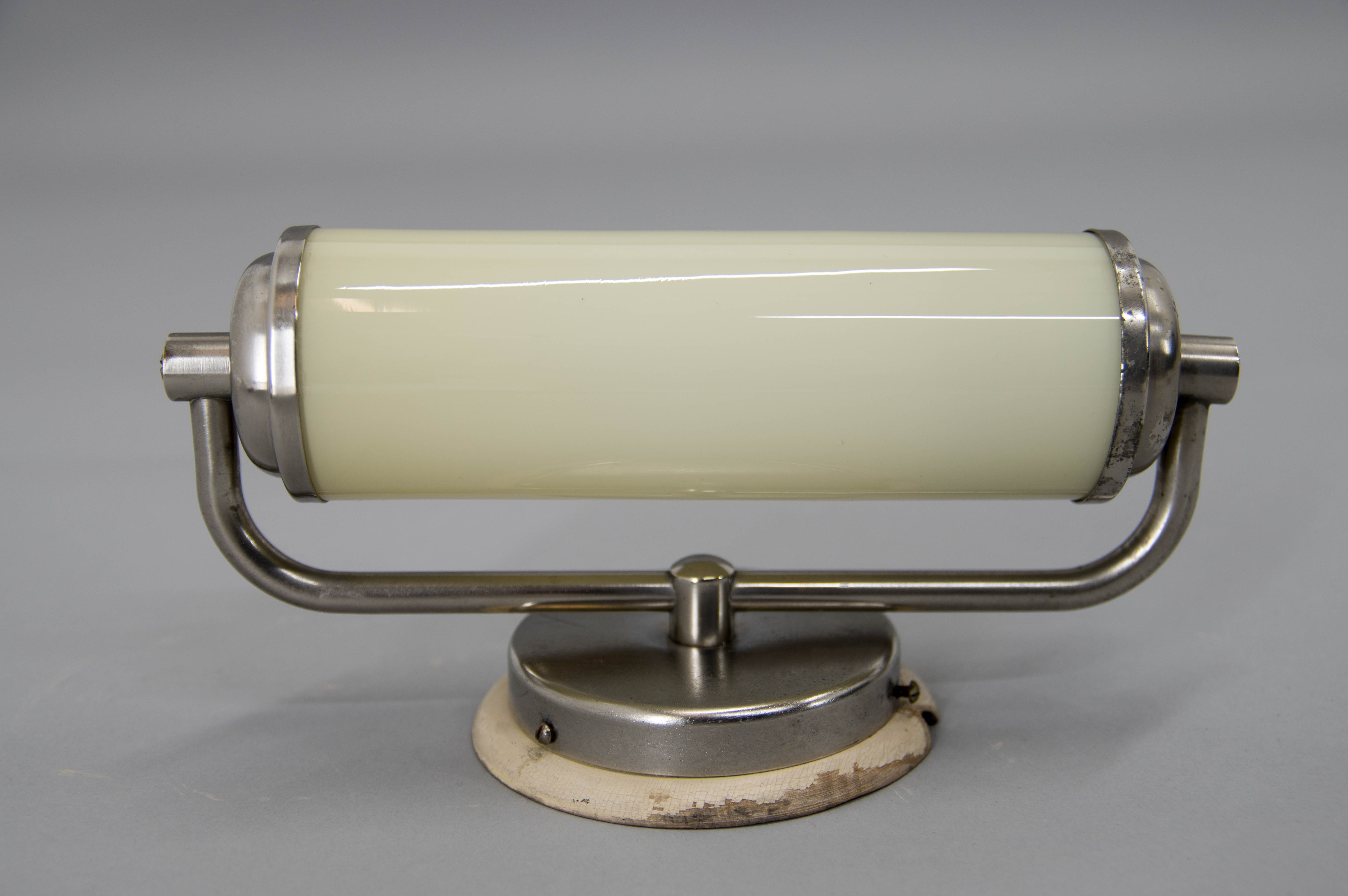 Art deco or bauhaus nickel-plated wall lamp, 1930