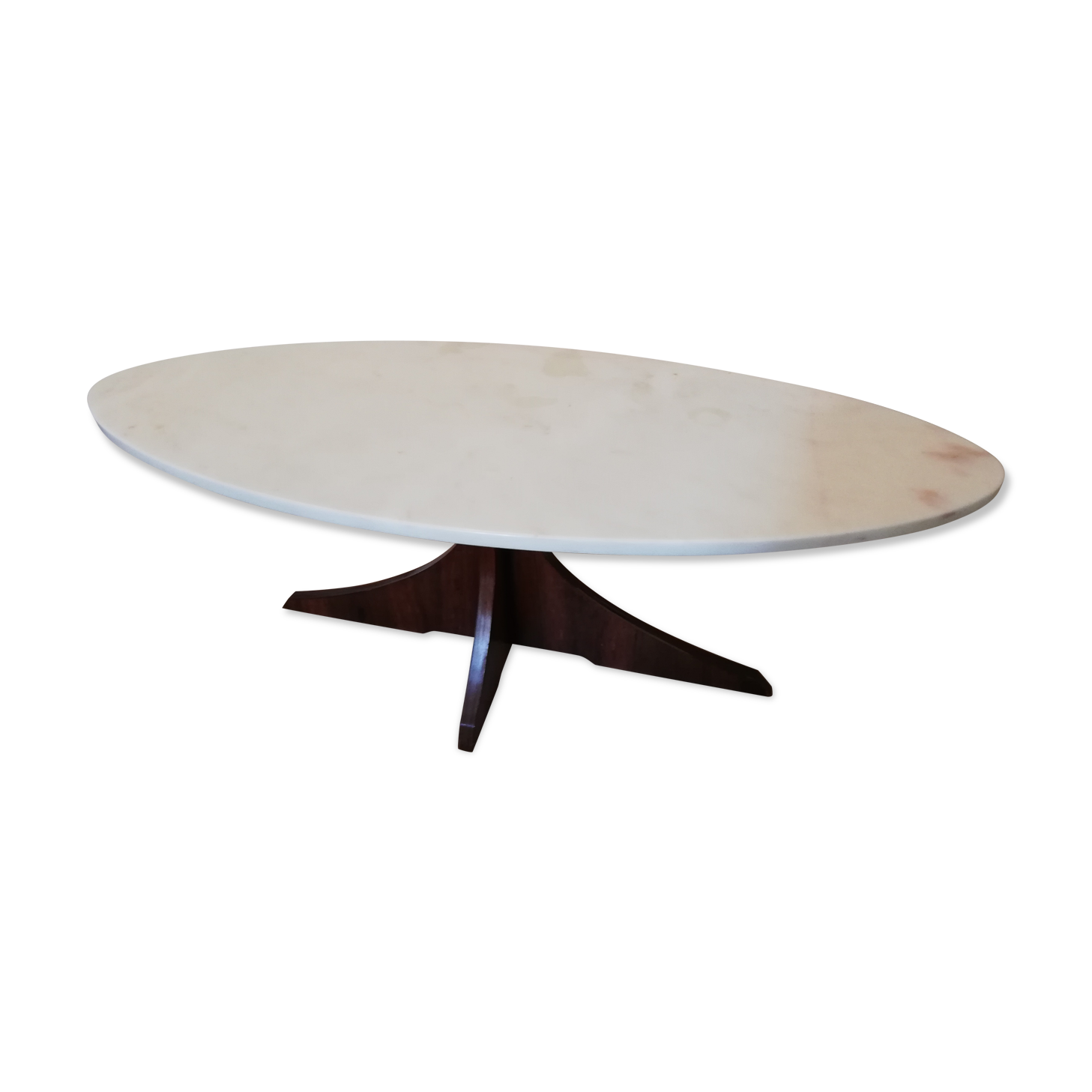 Marble and teak coffee table 60s