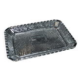 Plateau ancien en cristal moulé rectangulaire 1920