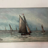 A pair of old paintings on wood.