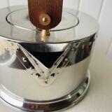 Vintage Bodum Ottoni stainless steel kettle designed by Carsten Jørgensen 1986, button.