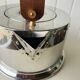 Vintage Bodum Ottoni stainless steel kettle designed by Carsten Jørgensen 1986, button.
