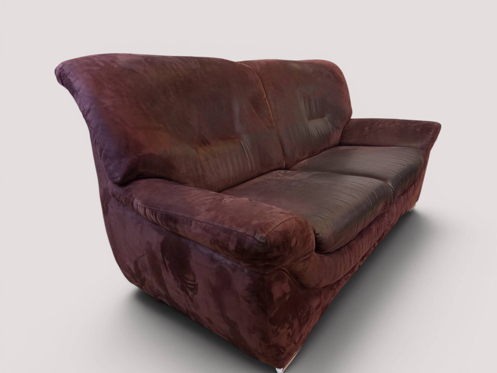 Vintage brown nubuck leather 2-seater sofa "Charisma" – 1980s