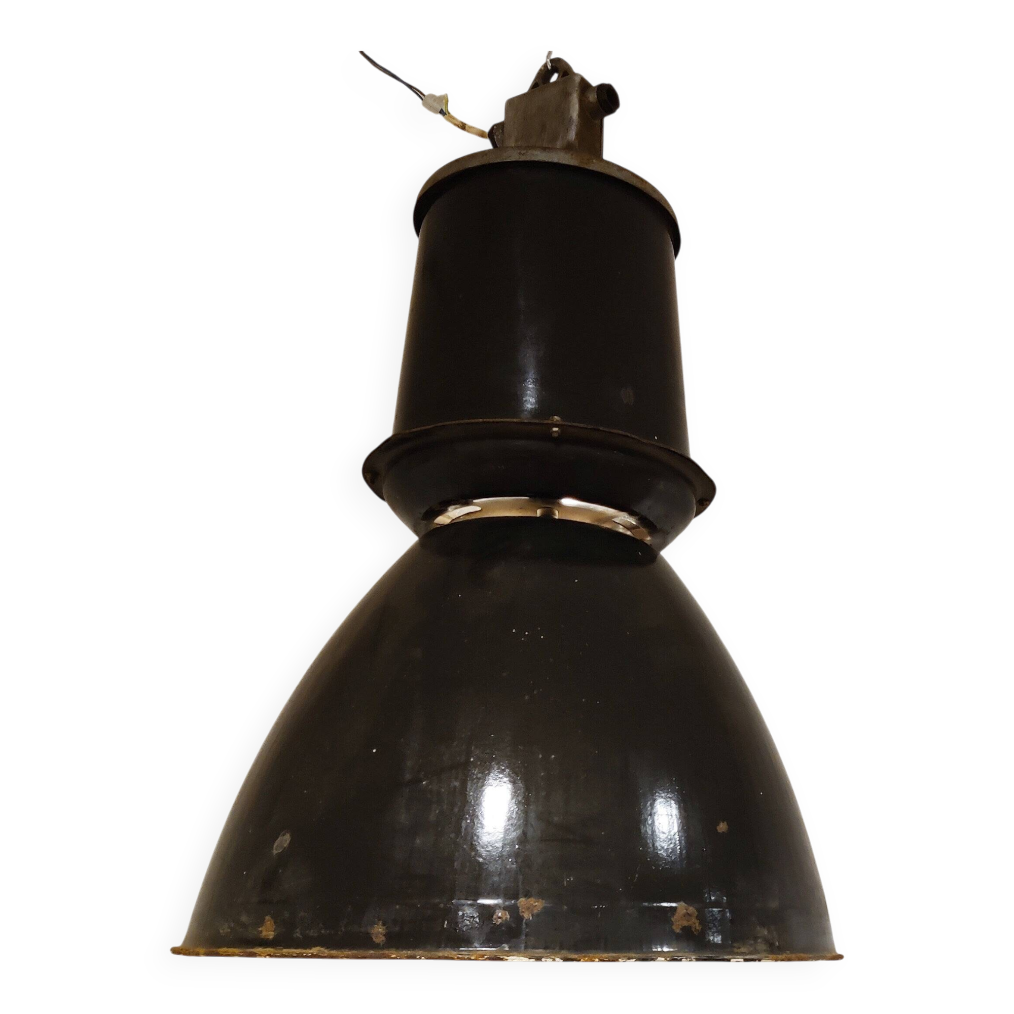 Large industrial enamel lamps, 1950s - vintage industrial ceiling light