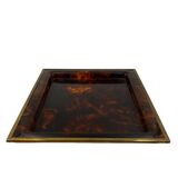 Hollywood regency brass and tortoiseshell lucite tray, Italy 1970s