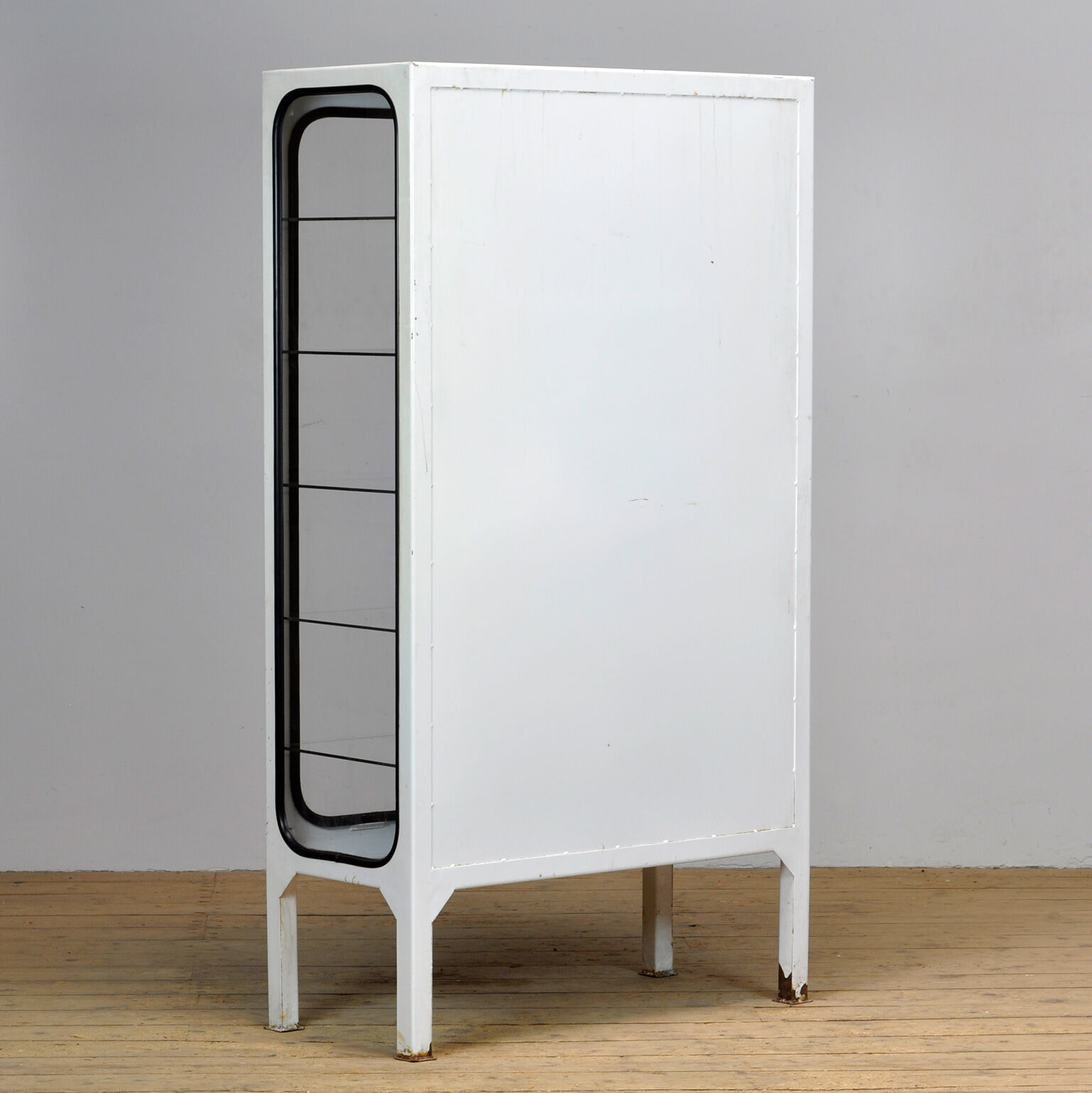 Glass & iron medical cabinet, 1970s