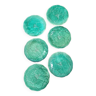 6 Gien slip dessert plates with leaf decoration