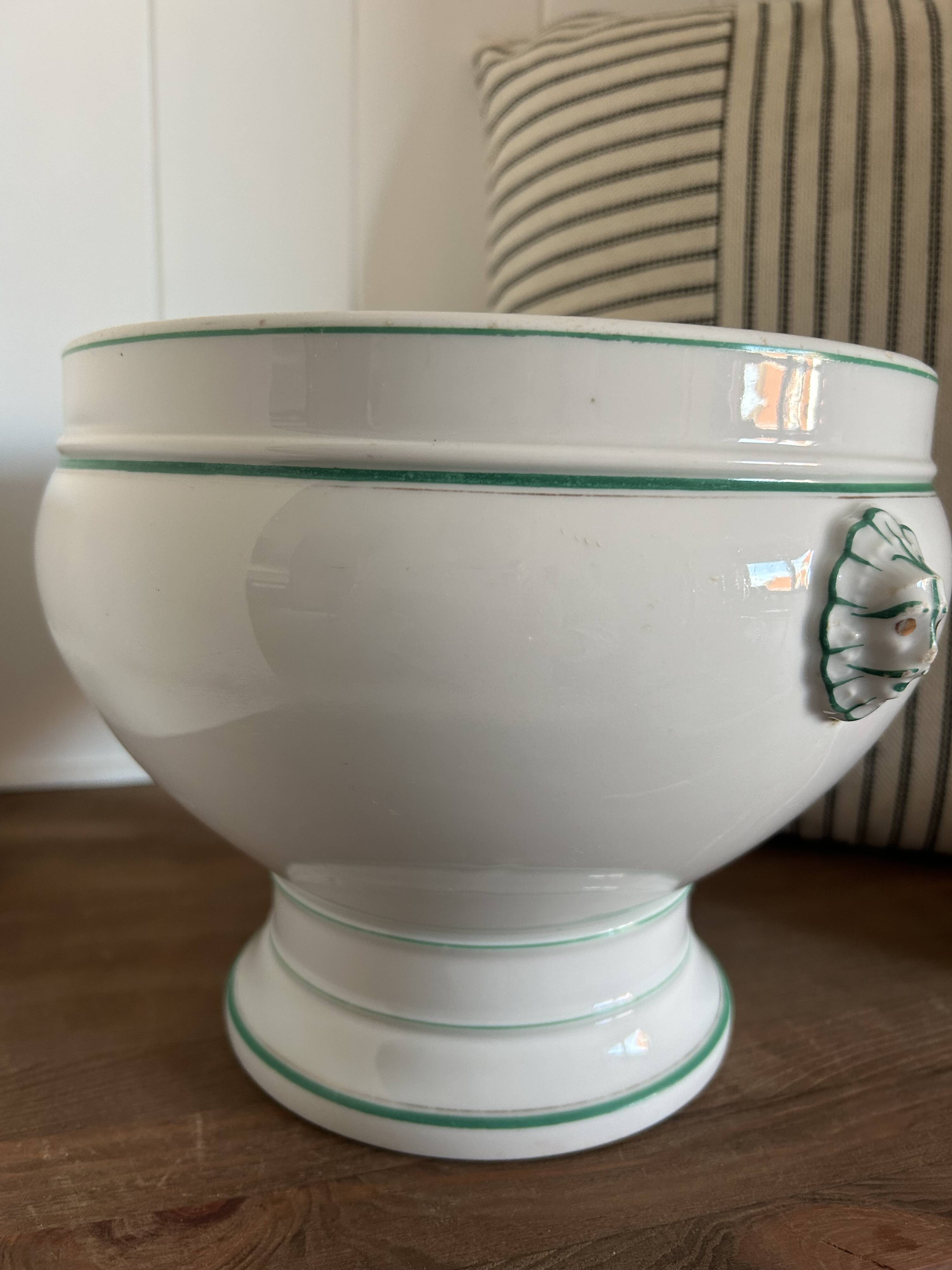 Jardinière ancienne en porcelaine Haviland Limoges – décor vert