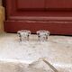 Pair of glass and crystal candlesticks in "bubble" style.