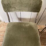 Set of 3 chairs from the 70s in chrome metal and khaki velvet
