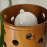 Lampe design vintage en bois d'olivier