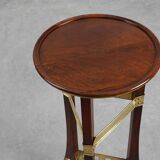 Art Nouveau Pedestal in wood and brass, Belgium, ca. 1910